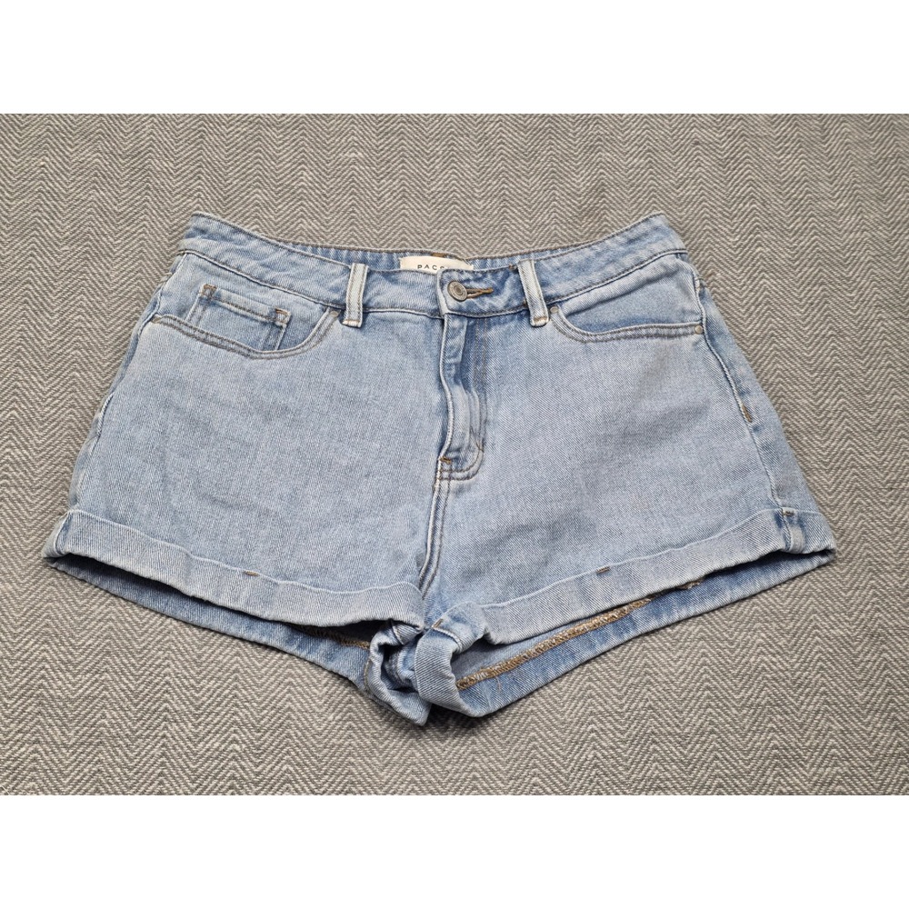 PacSun Mom Shorts Womens 28 Light Wash Blue High Waisted Cotton Denim Cuffed 90s